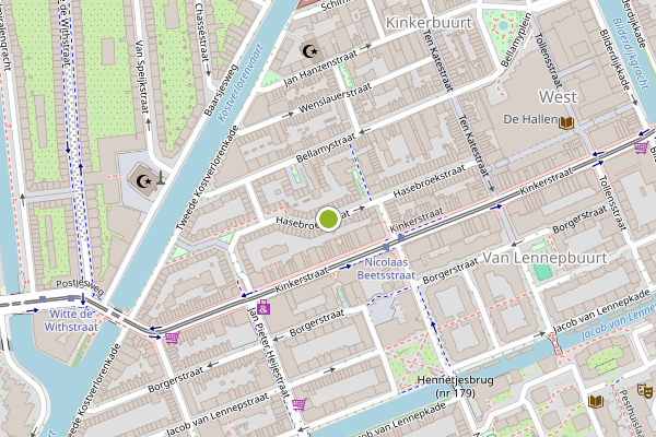 Ambulance-melding op Hasebroekstraat, Amsterdam op 11 juli, kaart-overzicht