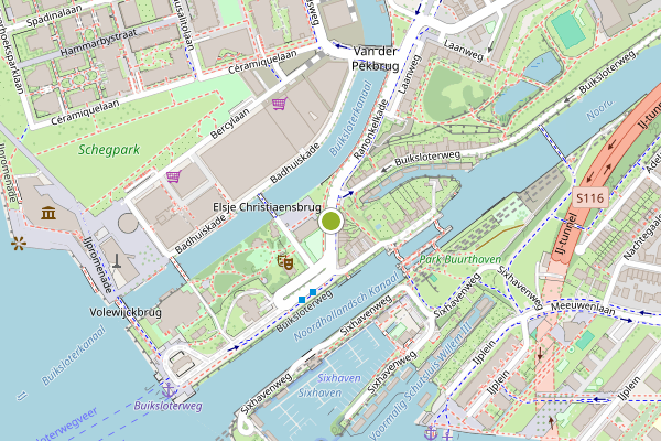 Ambulance-melding op Buiksloterweg, Amsterdam op 9 mei, kaart-overzicht