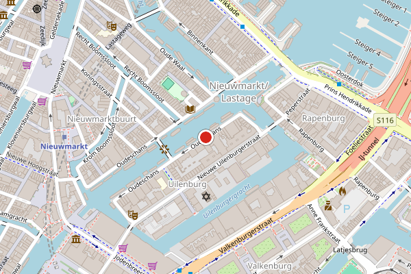 Brandweer-melding op Oudeschans, Amsterdam op 11 juli, kaart-overzicht