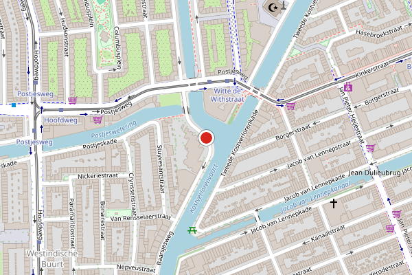 Brandweer-melding op Baarsjesweg, Amsterdam op 11 juli, kaart-overzicht