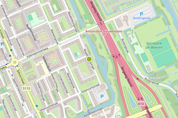 Ambulance-melding op Waalenburgsingel, Amsterdam op 9 mei, kaart-overzicht