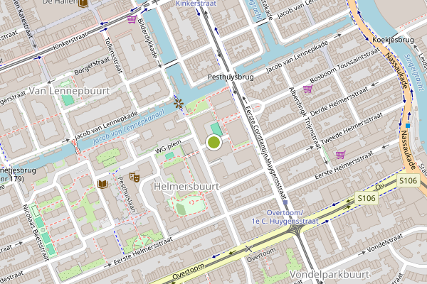 Ambulance-melding op Tweede Constantijn Huygensstraat, Amsterdam op 9 mei, kaart-overzicht