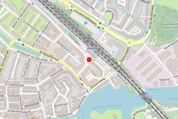 Brandweer-melding op Stationsplein, Weesp op 12 juli, kaart-overzicht