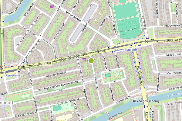 Ambulance-melding op Achillesstraat, Amsterdam op 12 juli, kaart-overzicht