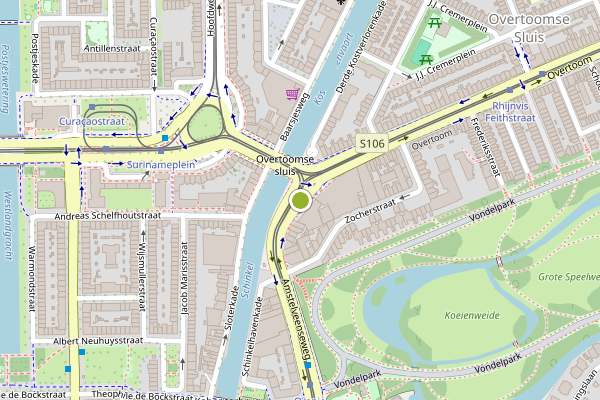 Ambulance-melding op Amstelveenseweg, Amsterdam op 9 mei, kaart-overzicht