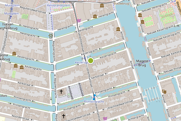 Ambulance-melding op Keizersgracht, Amsterdam op 9 mei, kaart-overzicht