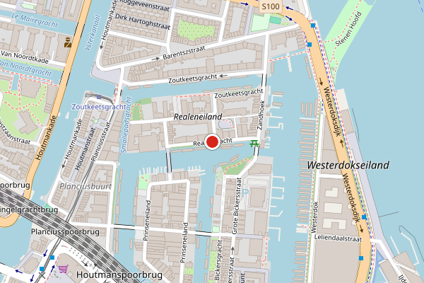 Brandweer-melding op Realengracht, Amsterdam op 12 juli, kaart-overzicht