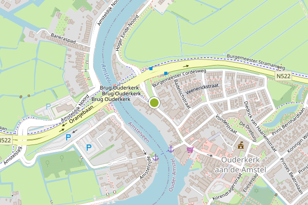 Ambulance-melding op Hoger Einde-Zuid, Ouderkerk aan de Amstel op 12 juli, kaart-overzicht