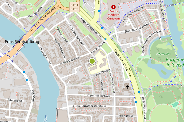 Ambulance-melding op Kokerstraat, Zaandam op 13 juli, kaart-overzicht