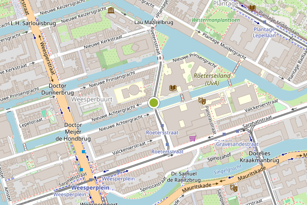 Ambulance-melding op Roetersstraat, Amsterdam op 14 juli, kaart-overzicht