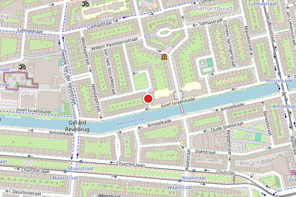 Brandweer-melding op Paletstraat, Amsterdam op 14 juli, kaart-overzicht