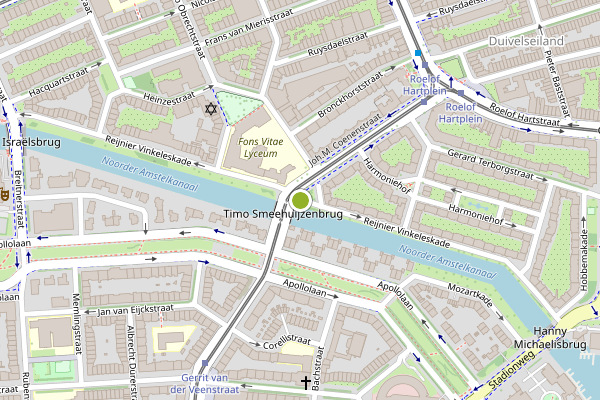 Ambulance-melding op Reijnier Vinkeleskade, Amsterdam op 14 juli, kaart-overzicht