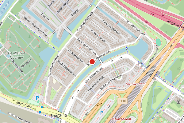 Brandweer-melding op B. Merkelbachsingel, Amsterdam op 14 juli, kaart-overzicht