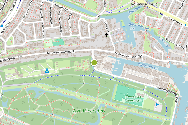 Ambulance-melding op Nieuwendammerkade, Amsterdam op 14 juli, kaart-overzicht