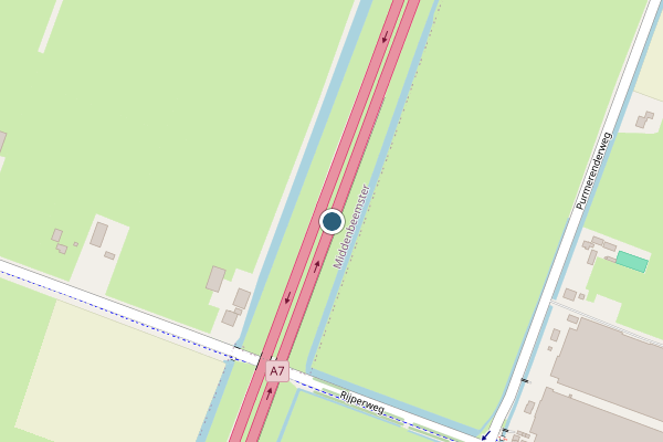 Politie-melding op A7 Li, Middenbeemster op 14 juli, kaart-overzicht