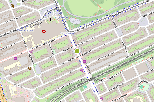 Ambulance-melding op Beukenplein, Amsterdam op 15 juli, kaart-overzicht