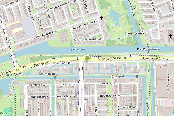 Ambulance-melding op Plesmanlaan, Amsterdam op 15 juli, kaart-overzicht