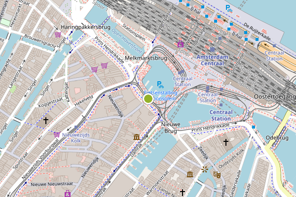 Ambulance-melding op Prins Hendrikkade, Amsterdam op 9 mei, kaart-overzicht