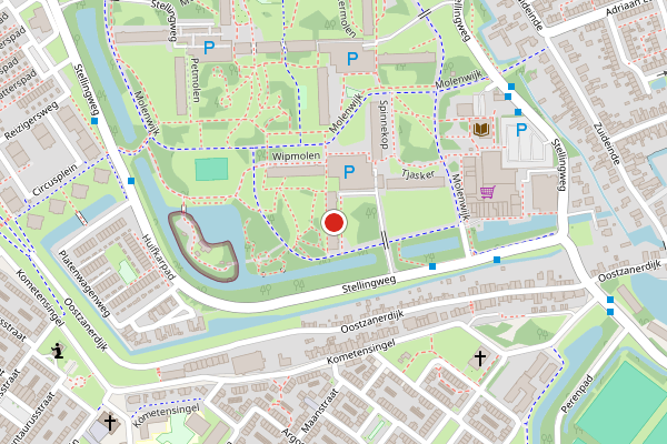 Brandweer-melding op Standerdmolen, Amsterdam op 15 juli, kaart-overzicht