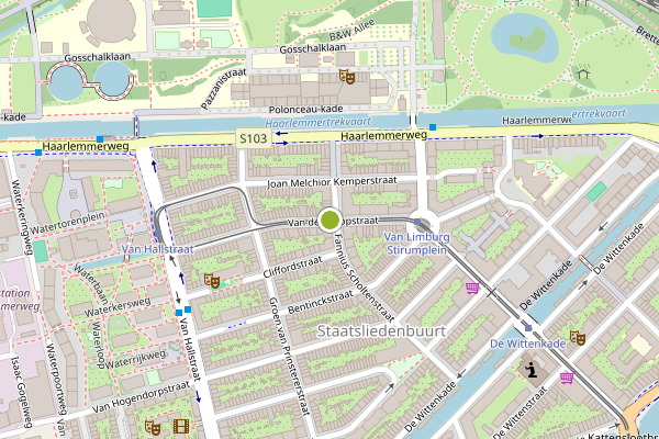 Ambulance-melding op Van der Hoopstraat, Amsterdam op 15 juli, kaart-overzicht