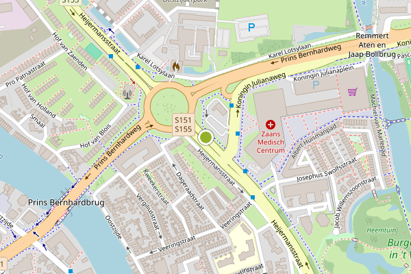 Ambulance-melding op Heijermansstraat, Zaandam op 15 juli, kaart-overzicht