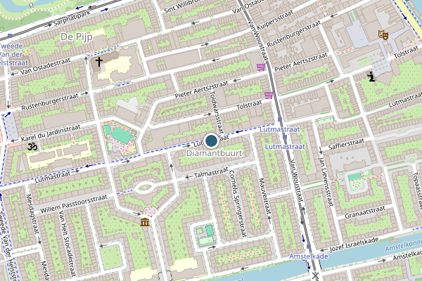 Politie-melding op Lutmastraat, Amsterdam op 16 juli, kaart-overzicht