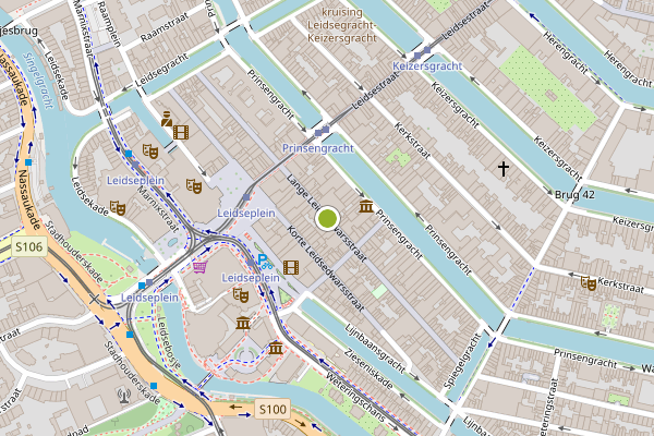 Ambulance-melding op Lange Leidsedwarsstraat, Amsterdam op 16 juli, kaart-overzicht