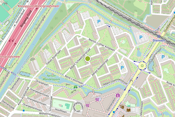 Ambulance-melding op Gustave Stresemannstraat, Diemen op 16 juli, kaart-overzicht