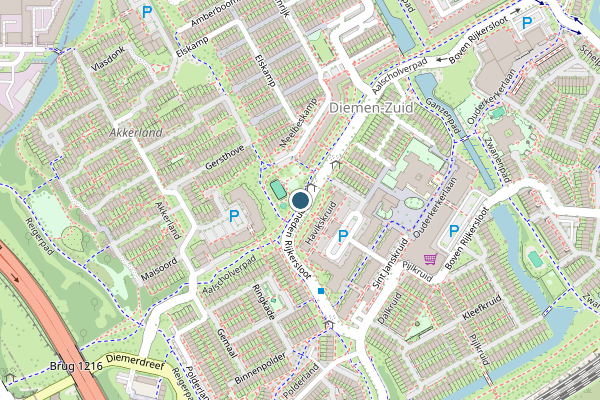 Politie-melding op Aalscholverpad, Diemen op 16 juli, kaart-overzicht
