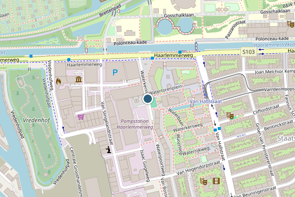 Politie-melding op Waterkeringweg, Amsterdam op 16 juli, kaart-overzicht