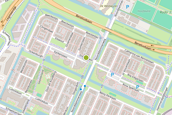 Ambulance-melding op Gunterstein, Amstelveen op 9 mei, kaart-overzicht