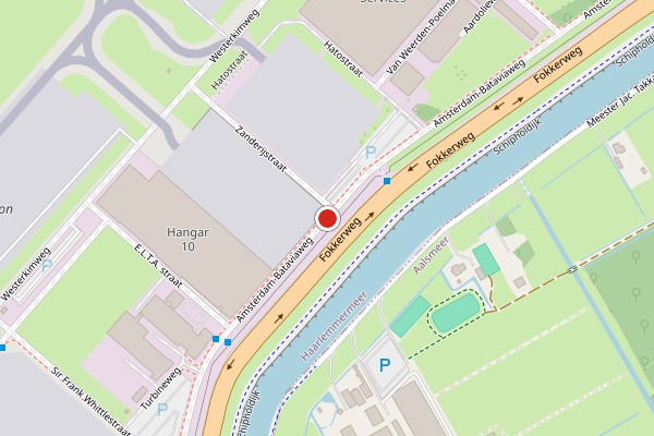 Brandweer-melding op Amsterdam-Bataviaweg, Schiphol op 17 juli, kaart-overzicht
