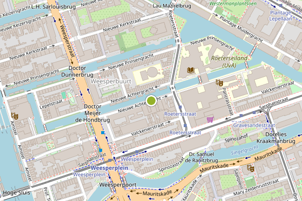 Ambulance-melding op Nieuwe Achtergracht, Amsterdam op 17 juli, kaart-overzicht