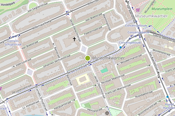 Ambulance-melding op Jacob Obrechtstraat, Amsterdam op 9 mei, kaart-overzicht