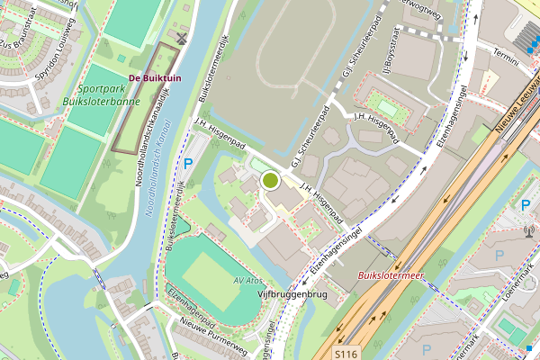 Ambulance-melding op J.H. Hisgenpad, Amsterdam op 9 mei, kaart-overzicht