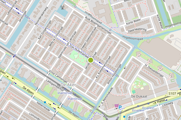 Ambulance-melding op Jacob Paffstraat, Amsterdam op 9 mei, kaart-overzicht
