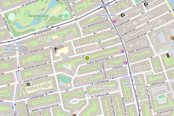 Ambulance-melding op Korte Tolstraat, Amsterdam op 17 juli, kaart-overzicht