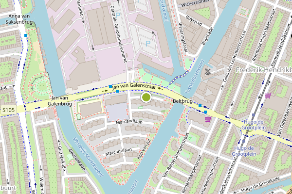 Ambulance-melding op Marcantilaan, Amsterdam op 17 juli, kaart-overzicht