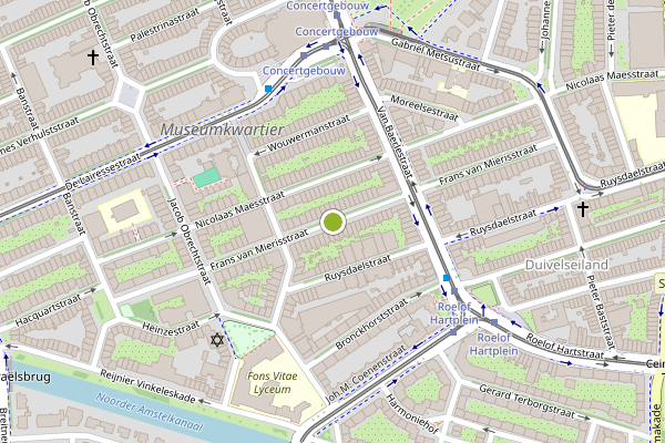 Ambulance-melding op Frans van Mierisstraat, Amsterdam op 17 juli, kaart-overzicht