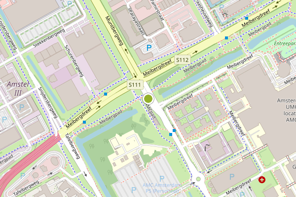 Ambulance-melding op Meibergdreef, Amsterdam op 17 juli, kaart-overzicht