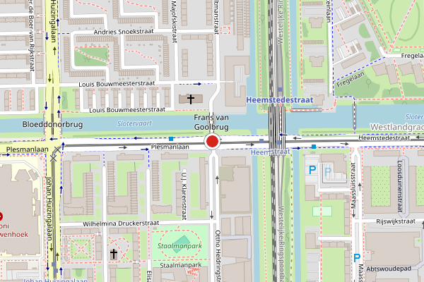 Brandweer-melding op Jacques Veltmanstraat, Amsterdam op 9 mei, kaart-overzicht