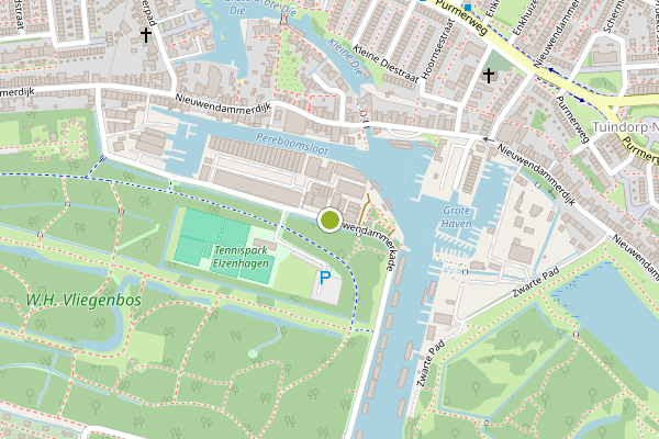 Ambulance-melding op Nieuwendammerkade, Amsterdam op 9 mei, kaart-overzicht