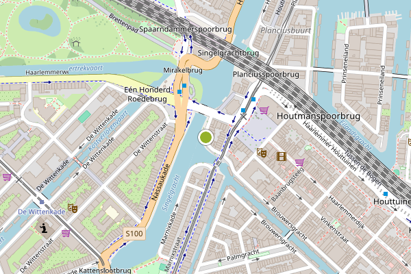 Ambulance-melding op Korte Marnixkade, Amsterdam op 17 juli, kaart-overzicht