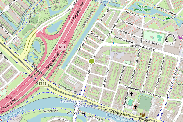 Ambulance-melding op Arent Krijtsstraat, Diemen op 17 juli, kaart-overzicht