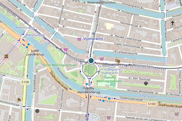 Politie-melding op Weteringschans, Amsterdam op 17 juli, kaart-overzicht