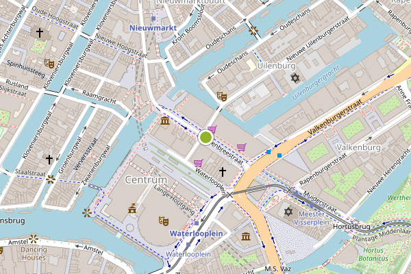 Ambulance-melding op Jodenbreestraat, Amsterdam op 17 juli, kaart-overzicht