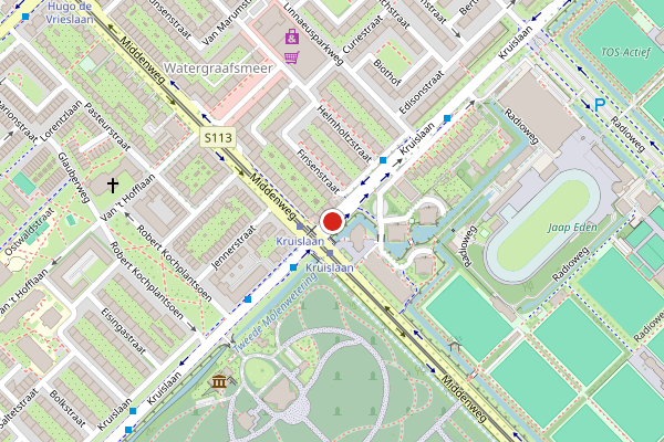 Brandweer-melding op Kruislaan, Amsterdam op 17 juli, kaart-overzicht