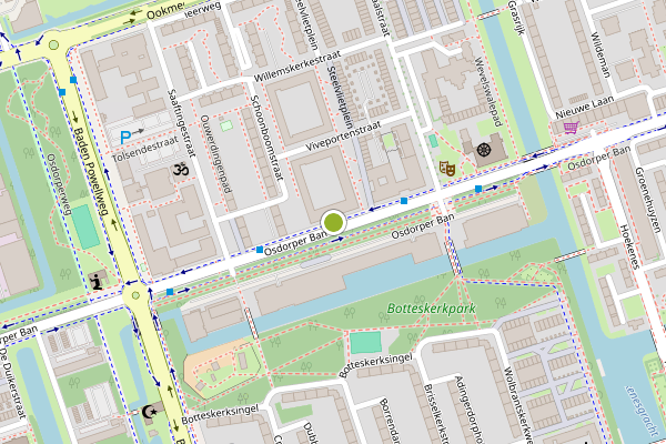 Ambulance-melding op Osdorper Ban, Amsterdam op 17 juli, kaart-overzicht