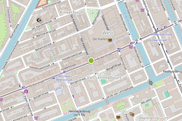 Ambulance-melding op Kinkerstraat, Amsterdam op 17 juli, kaart-overzicht