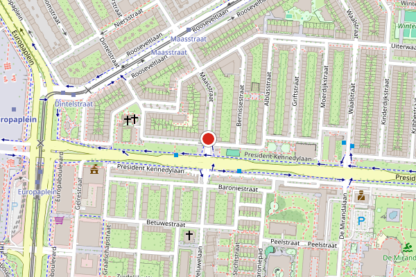 Brandweer-melding op Maasstraat, Amsterdam op 9 mei, kaart-overzicht